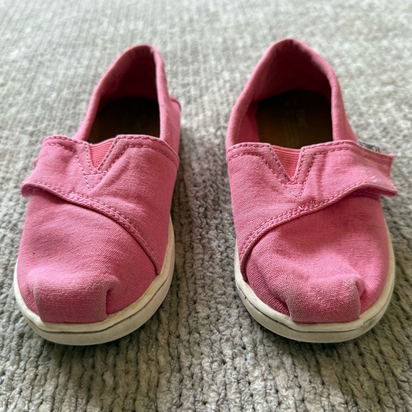 Toms Other - TOMS Kids Pink Canvas Velcro Slip-On Shoes Size 9